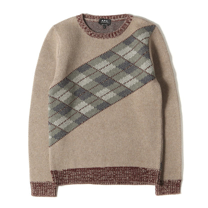 パネル切替 アーガイル ジャガード ニット