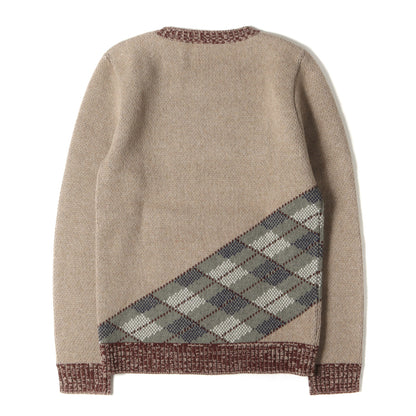 パネル切替 アーガイル ジャガード ニット