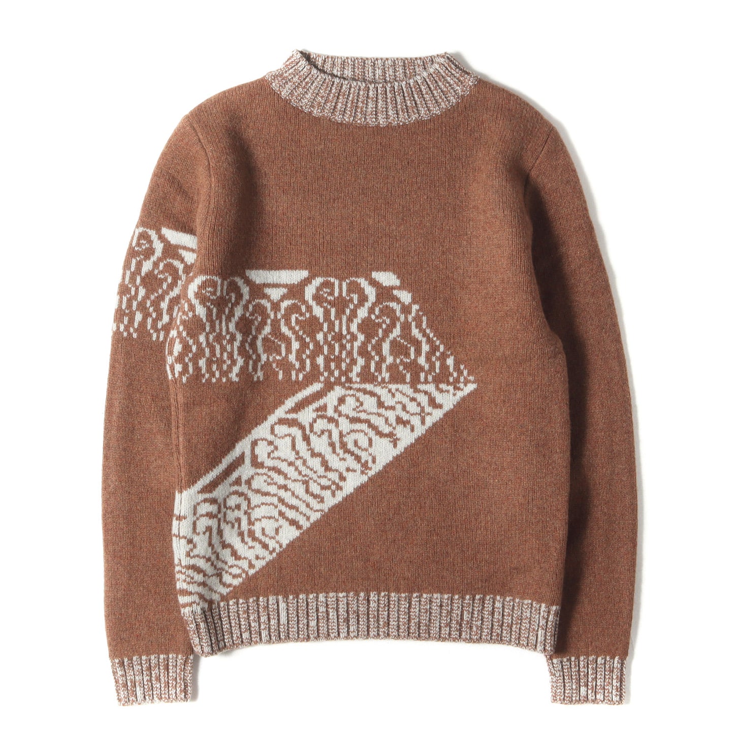 メランジ ウール ボトルネック デザイン ニット