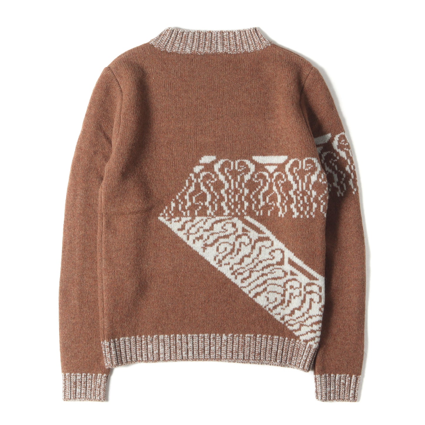 メランジ ウール ボトルネック デザイン ニット