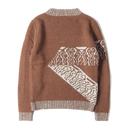 メランジ ウール ボトルネック デザイン ニット