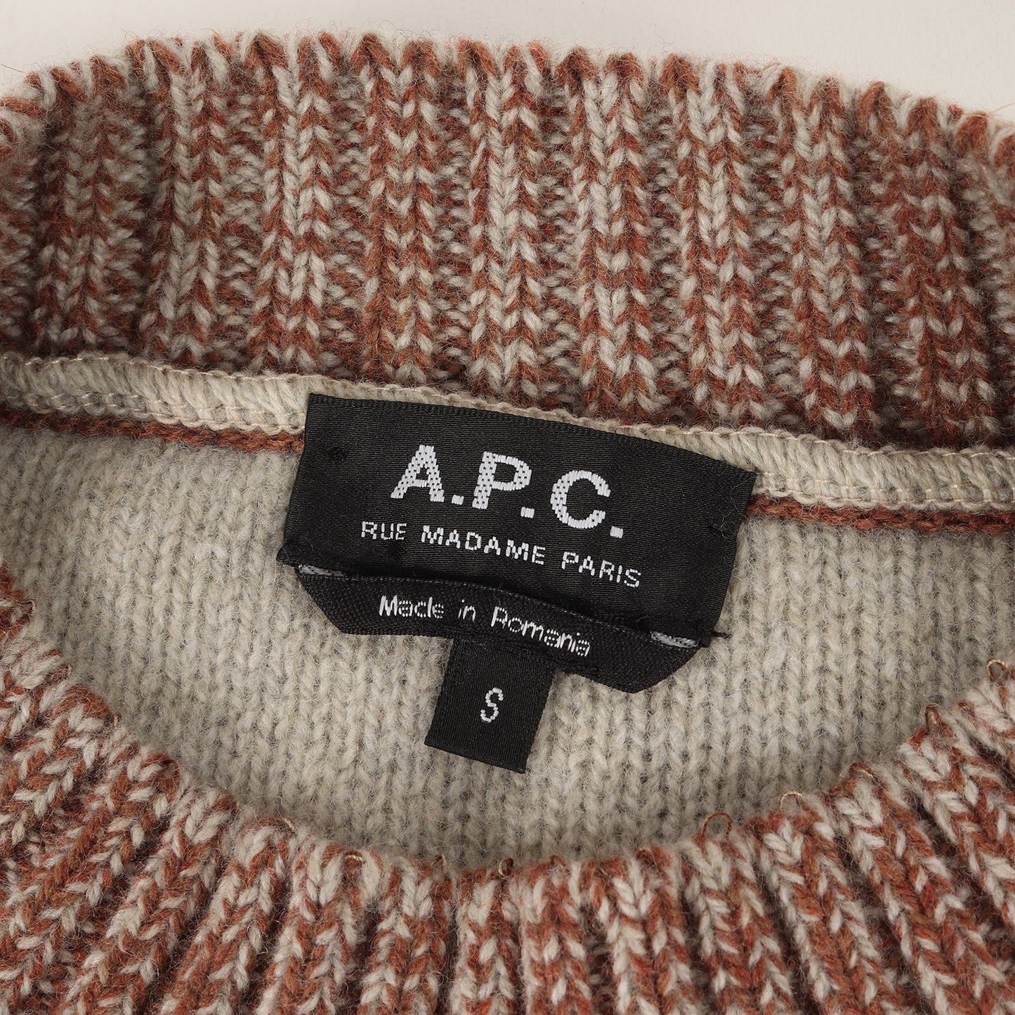 メランジ ウール ボトルネック デザイン ニット