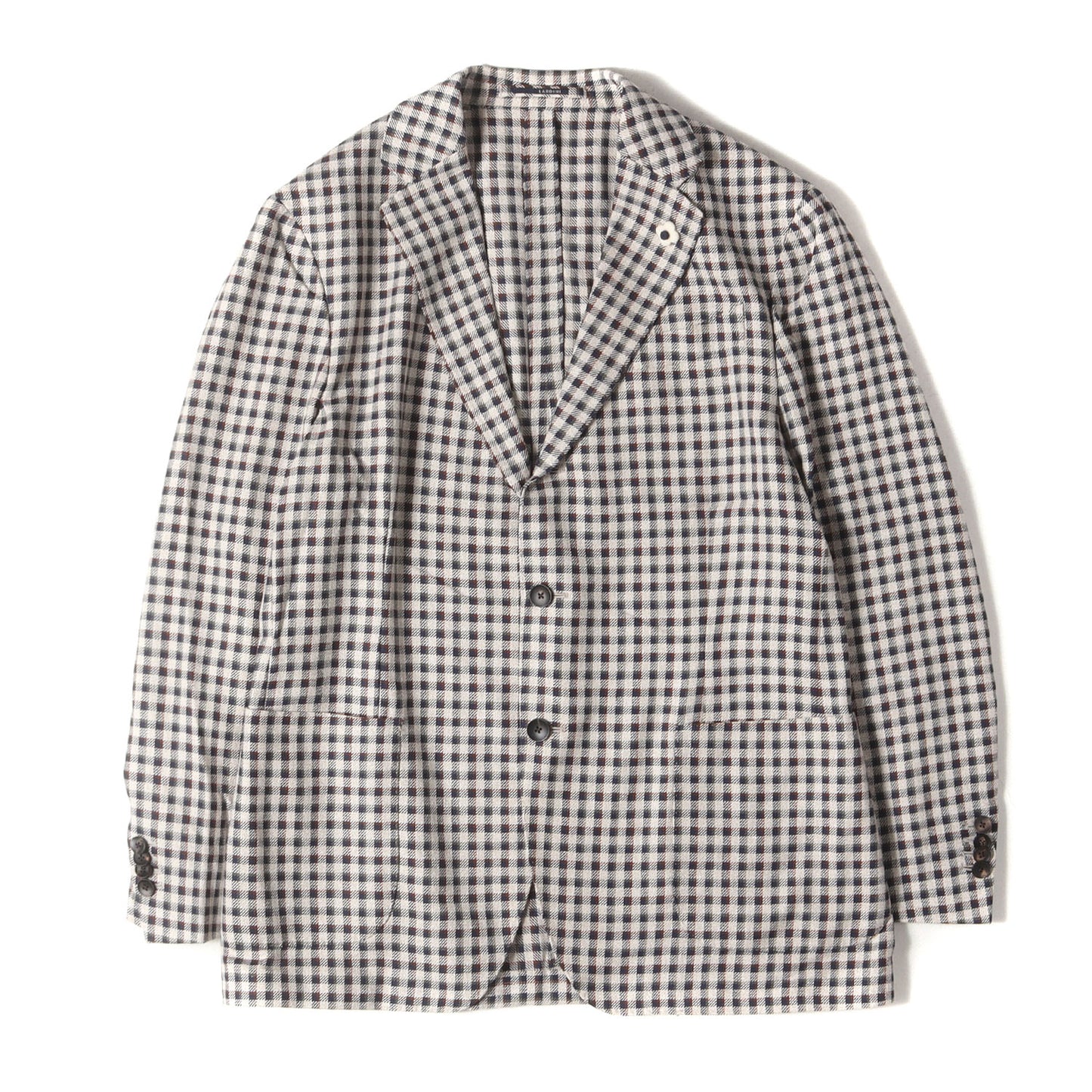 ガンクラブチェック シルク混ウール 段返り3B テーラード ジャケット (EASY JV903AQ EMRP58598) / ブートニエール付き