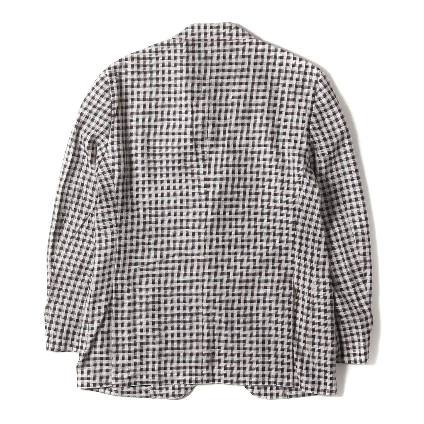 ガンクラブチェック シルク混ウール 段返り3B テーラード ジャケット (EASY JV903AQ EMRP58598) / ブートニエール付き
