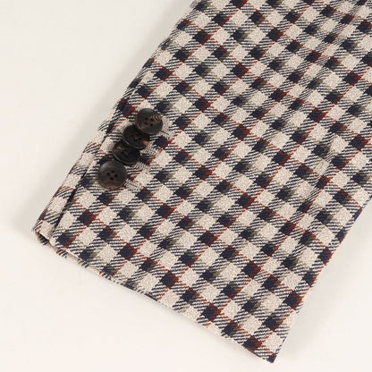 ガンクラブチェック シルク混ウール 段返り3B テーラード ジャケット (EASY JV903AQ EMRP58598) / ブートニエール付き