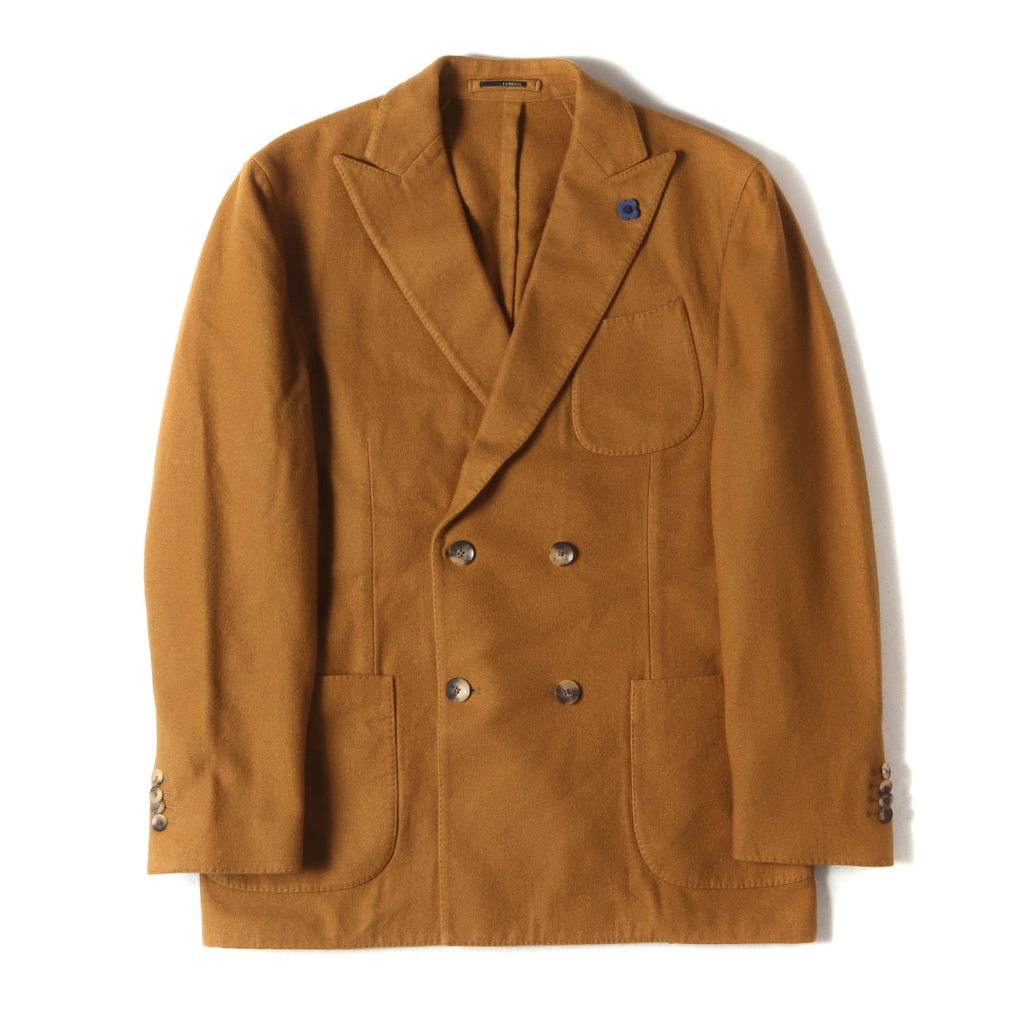 カシミヤピークドラペルダブルブレスト 4B テーラード ジャケット (JQ316AQ-28) / ブートニエール付き