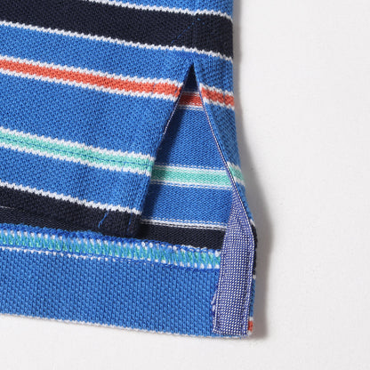 ワンポイント アイコン 刺繍 マルチボーダー 鹿の子 半袖 ポロシャツ / ビジカジ オフィカジ トラッド アメトラ PERFORMANCE POLO SLIM FIT