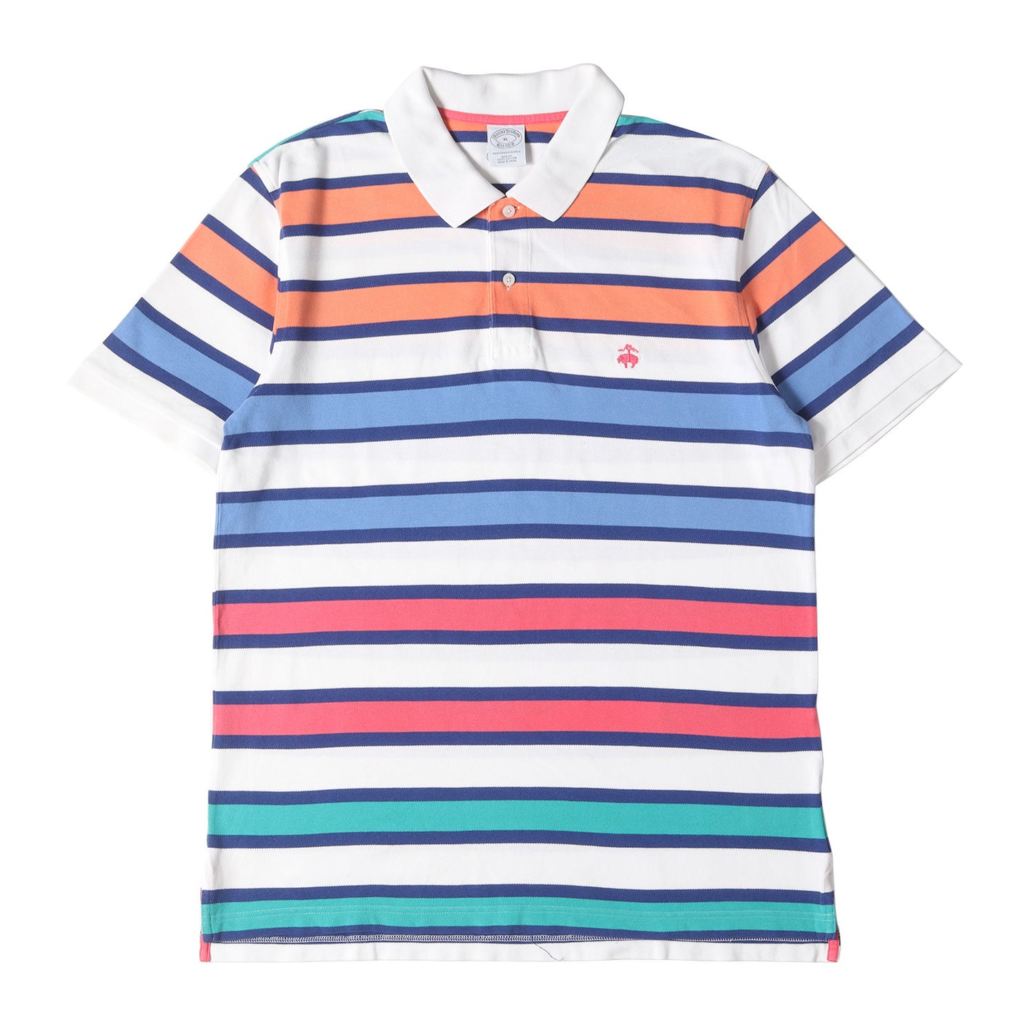 ワンポイント アイコン 刺繍 マルチボーダー 鹿の子 半袖 ポロシャツ / ビジカジ オフィカジ トラッド アメトラ PERFORMANCE POLO SLIM FIT