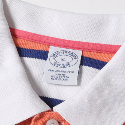 ワンポイント アイコン 刺繍 マルチボーダー 鹿の子 半袖 ポロシャツ / ビジカジ オフィカジ トラッド アメトラ PERFORMANCE POLO SLIM FIT