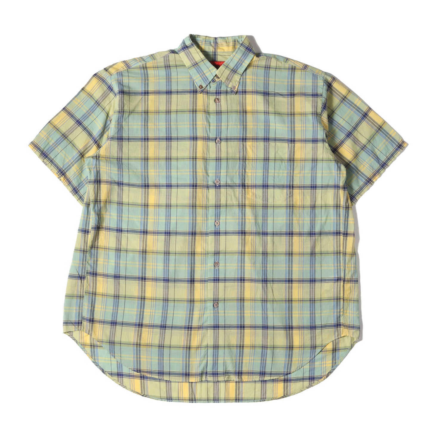 22SS マドラスチェック ボタンダウン コットンシルク 半袖 ドレス シャツ (MADRAS SHORT SLEEVE 5525-GSH-22100-CH1-BY)
