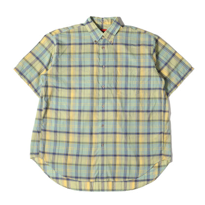 22SS マドラスチェック ボタンダウン コットンシルク 半袖 ドレス シャツ (MADRAS SHORT SLEEVE 5525-GSH-22100-CH1-BY)