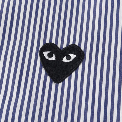 ワンポイント PLAYハート 刺繍 ストライプ ブロード ドレス シャツ (AZ-B008 AD2019/1)