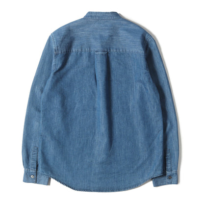 スタンドカラー コットンポリ ダンガリー デニム シャツ (24186-1-74713) / 長袖 フレカジ フレンチ カジュアル