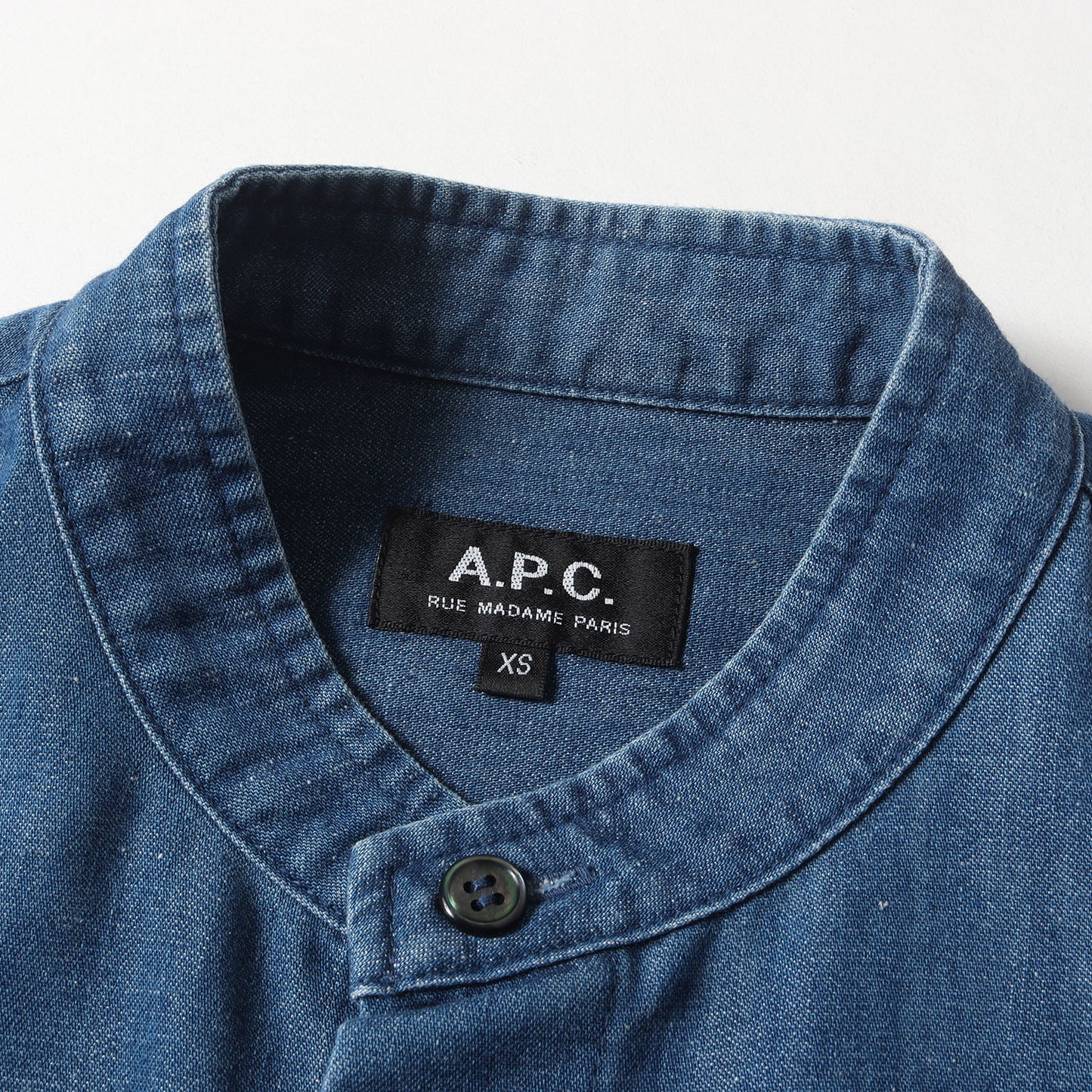 スタンドカラー コットンポリ ダンガリー デニム シャツ (24186-1-74713) / 長袖 フレカジ フレンチ カジュアル