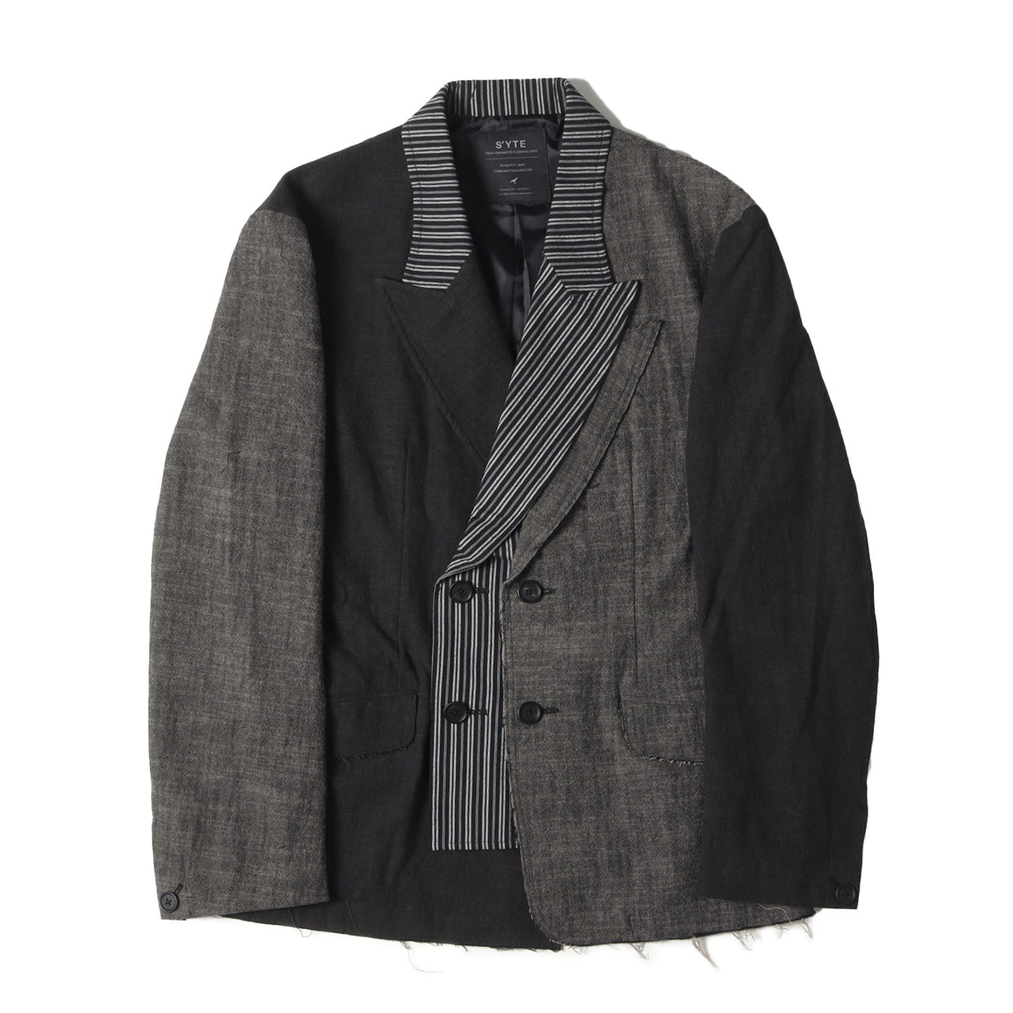 23SS ピークドラペル 変型 切替 ダブルブレスト テーラード ジャケット (PEAKED JACKET UI-J11-801) / ヨウジヤマモト モード デザイナーズ