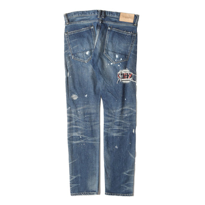ヴィンテージ リメイク 加工 ストレッチ スキニー デニムパンツ (NEW SKINNY ROCKASTAR ) / ジーンズ リペア ペンキ メタル ロックバンド