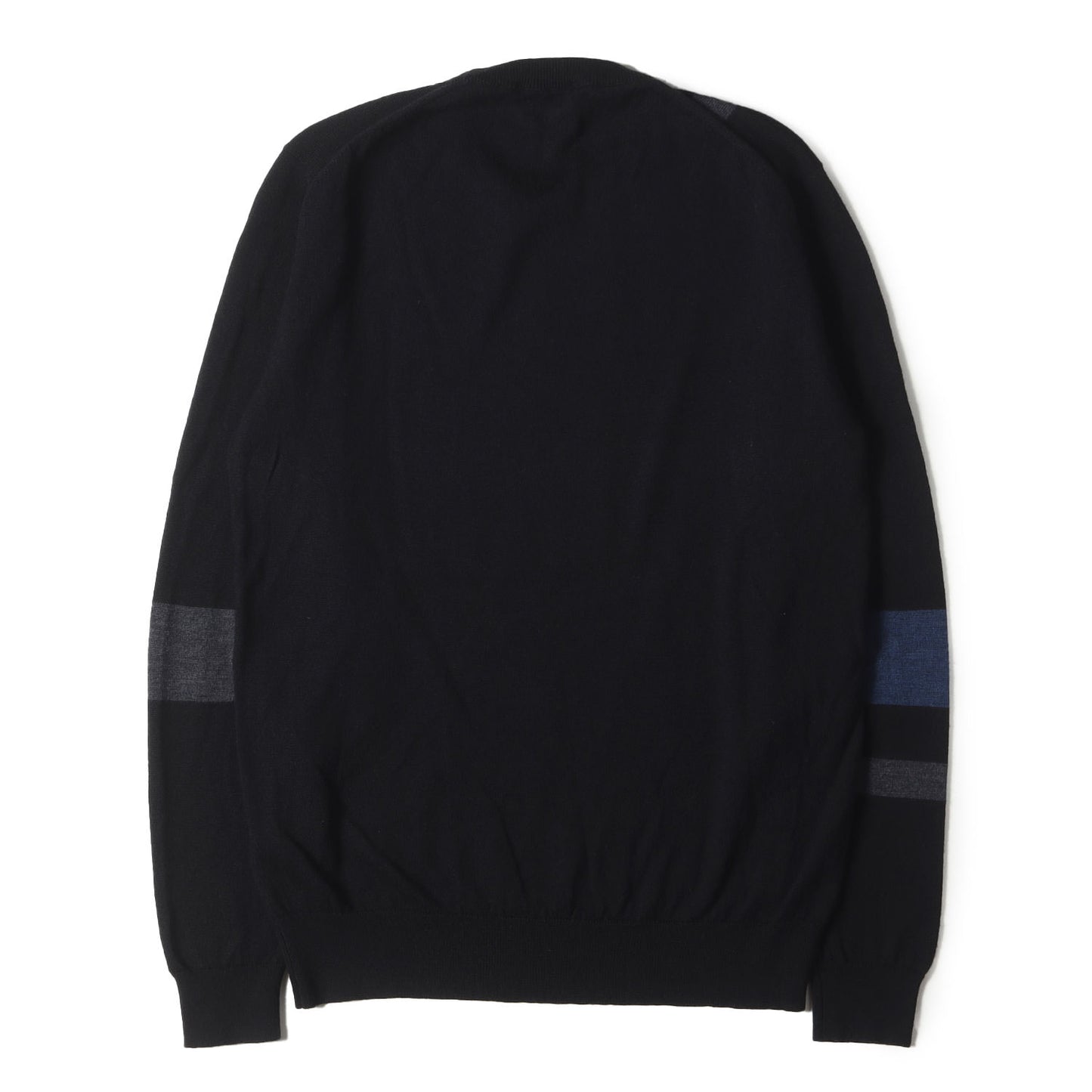 × MENS BIGI ジオメトリック ジャガード エクストラファインメリノ ウール ニット / セーター プルオーバー 定番 ベーシック プレーン MADE IN ENGLAND