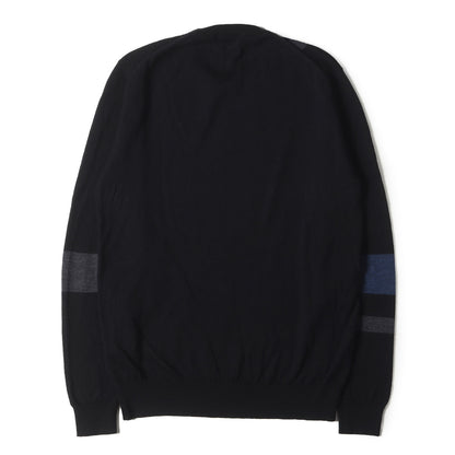 × MENS BIGI ジオメトリック ジャガード エクストラファインメリノ ウール ニット / セーター プルオーバー 定番 ベーシック プレーン MADE IN ENGLAND