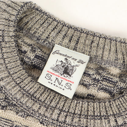 ボーダー ジャガード ニット フィッシャーマンズ セーター (64-02-35-02007)