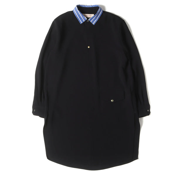 美品】CULLNI ストライプ ブルゾン　クルニ 22SS サイズ1 ブラック CULLNI (クルニ) × STUDIOUS 別注 ストライプ クレリックカラー