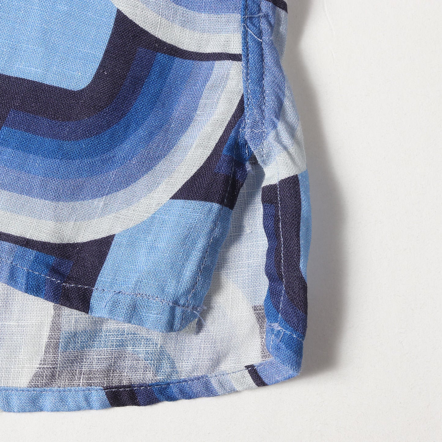 ジオメトリック オープンカラー リネン 半袖 シャツ / 総柄 開襟 アロハ ハワイアン アメカジ Vintage