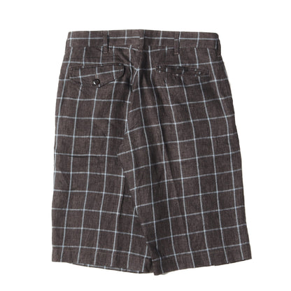 ウインドウペンチェック リネン ハーフ パンツ / ショート ショーツ DRESS BY KATO/AAA