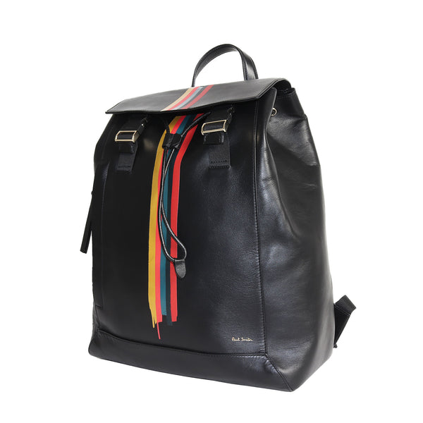 Paul Smith (ポールスミス) ペインテッド アーティスト ストライプ カーフレザー フラップ リュック / バックパック 大容量 カバン  ビジカジ オフィカジ ラグカジ キレカジ - ブランド古着の通販・買取 | BEEGLE by Boo-Bee