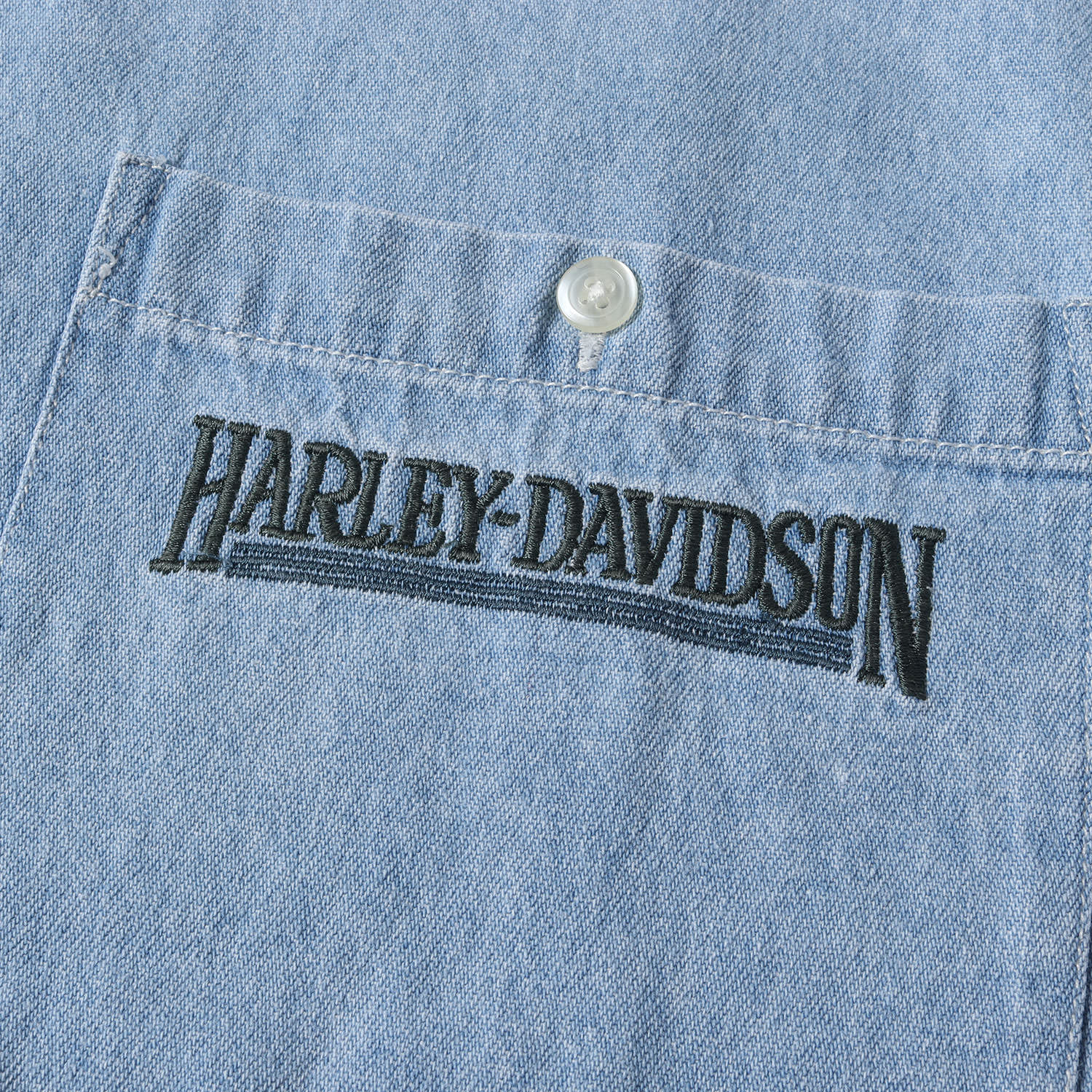 HARLEY-DAVIDSON (ハーレーダビッドソン) 90s - 00s ロゴ 刺繍 ポケット ダンガリー デニム シャツ / 長袖 アメカジ  バイカー バイク ツーリング モーターサイクル - ブランド古着の通販・買取 | BEEGLE by Boo-Bee