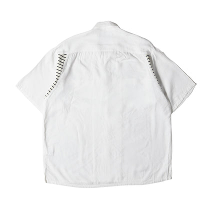 ショルダー ボーダー リブ編み 切替 オープンカラー 半袖 シャツ (M18B-02SH01B)