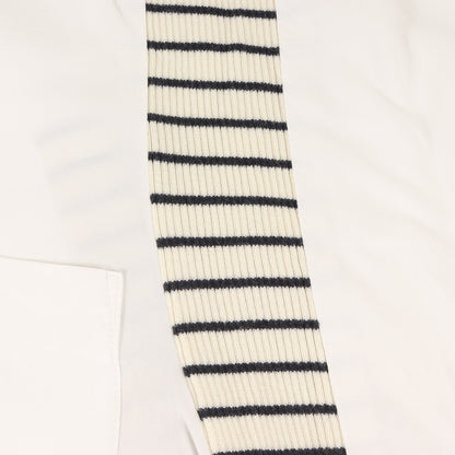 ショルダー ボーダー リブ編み 切替 オープンカラー 半袖 シャツ (M18B-02SH01B)