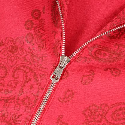 ペイズリー プリント 度詰め天竺 ダブルジップ パーカー (BANDANA PATCH PARKA MRB318 COT228) / フーディー アウター 羽織 ラグカジ ラグジュアリー カジュアル