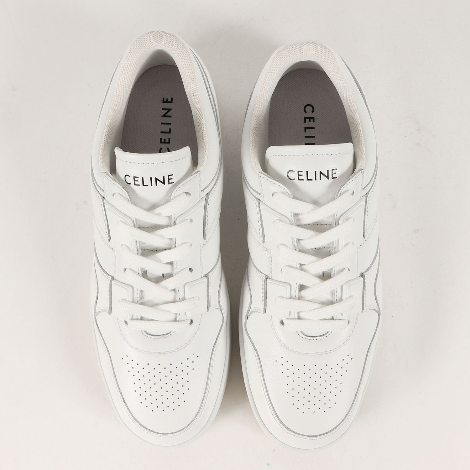 新品未使用美品 CELINE カーフスキン ロゴスニーカー トレーナー 23cm CELINE トレーナー CT-04 レースアップ ロースニーカー / カーフ