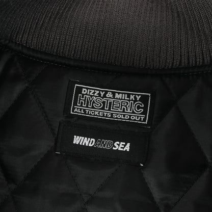 × WIND AND SEA メルトン レザースリーブ スタジャン (3rd STADIUM JUMPER WDS-HYS-3-01)