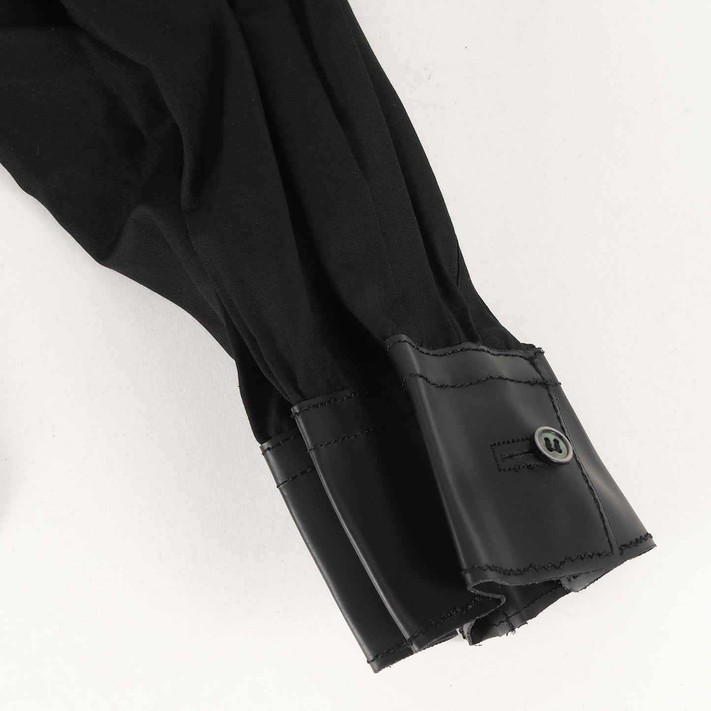 24SS アコーディオンプリーツ ポケット スリーブ ブロード ドレス シャツ (PM-B002) / 長袖 変型 モード デザイナーズ ドメブラ