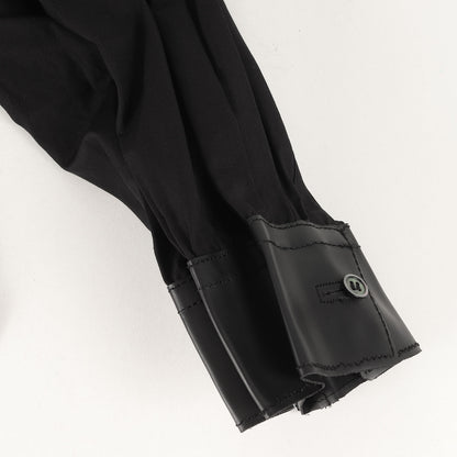 24SS アコーディオンプリーツ ポケット スリーブ ブロード ドレス シャツ (PM-B002) / 長袖 変型 モード デザイナーズ ドメブラ