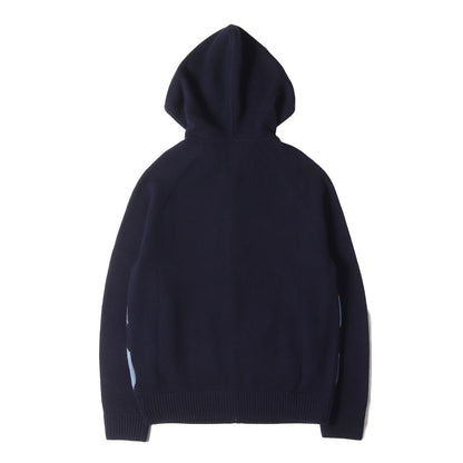アーガイル ジャガード ニット ジップ パーカー / Red Fleece