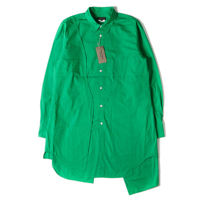 24SS カーブ スイッチング ブロード ロング ドレス シャツ (PM-B023) / コート 長袖 変型 切替 デザイン モード デザイナーズ 個性派