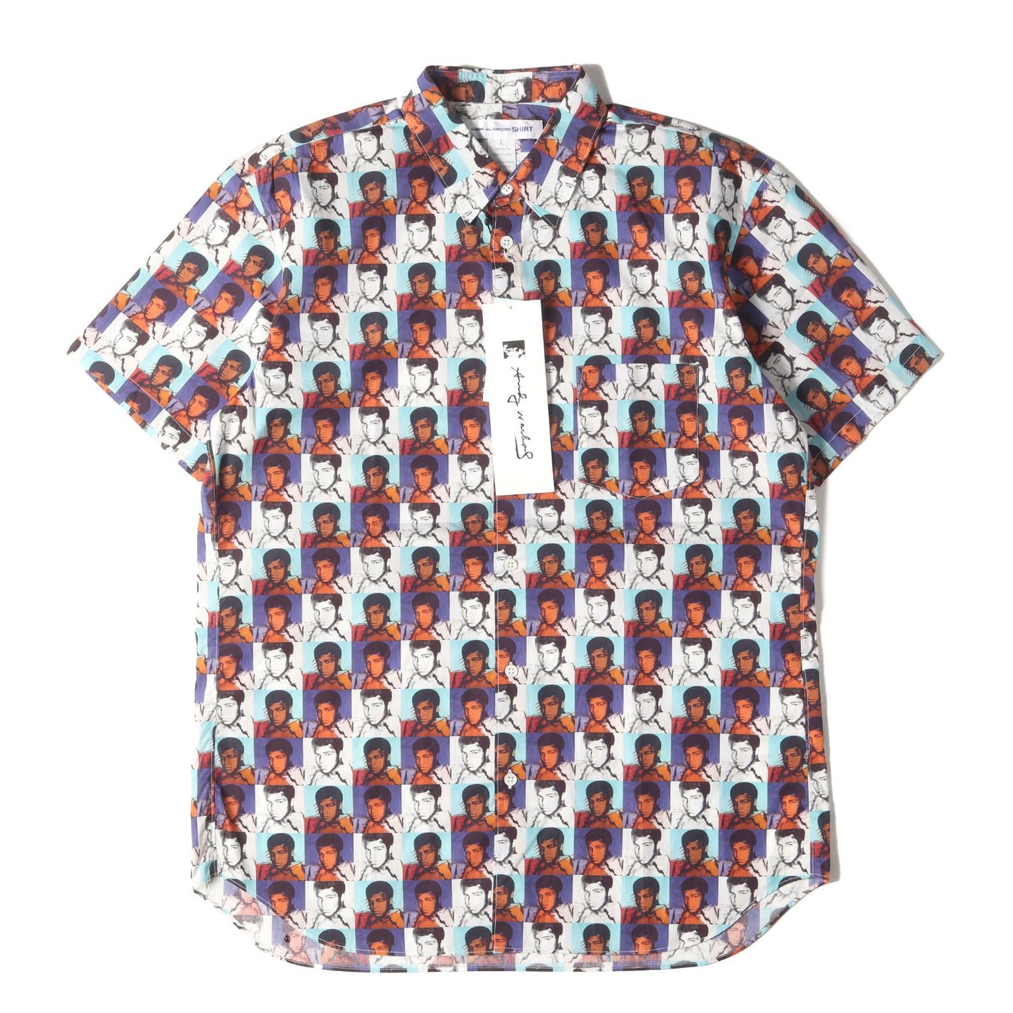24SS × Andy Warhol Muhammad Ali,1977 アート グラフィック 半袖 ドレス シャツ (FM-B020) / MADE IN FRANCE