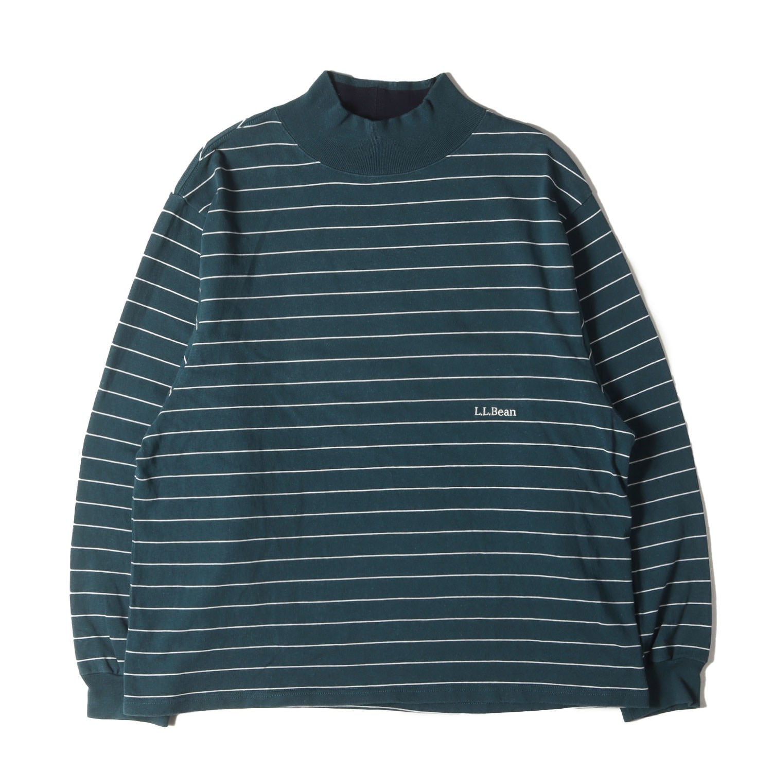 ワンポイント ロゴ 刺繍 ボーダー モックネック 長袖 Tシャツ (Union Striped Mock Long Tee Sleeve  3475-3034)