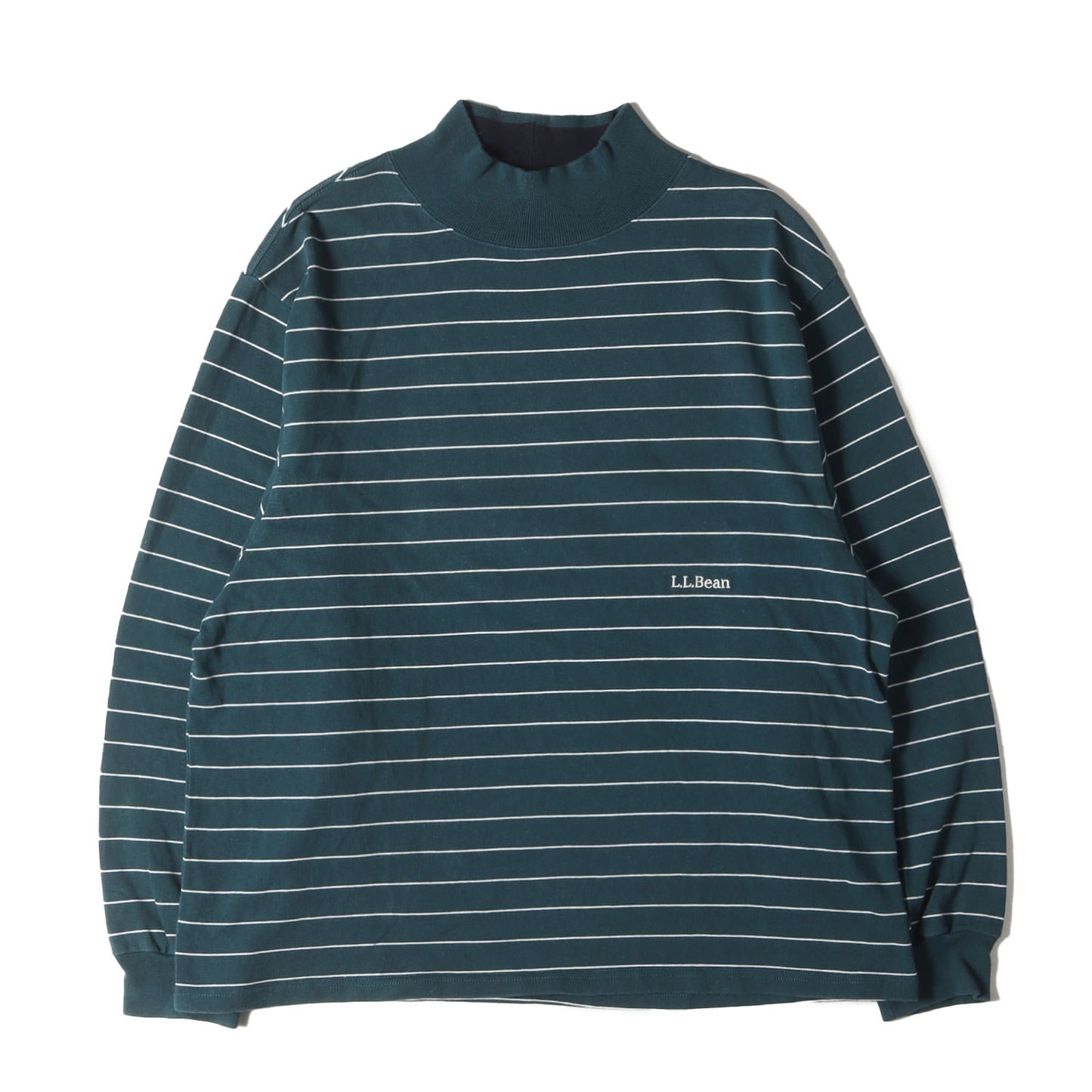 ワンポイント ロゴ 刺繍 ボーダー モックネック 長袖 Tシャツ (Union Striped Mock Long Tee Sleeve 3475-3034)