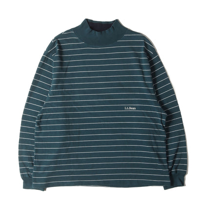 ワンポイント ロゴ 刺繍 ボーダー モックネック 長袖 Tシャツ (Union Striped Mock Long Tee Sleeve 3475-3034)
