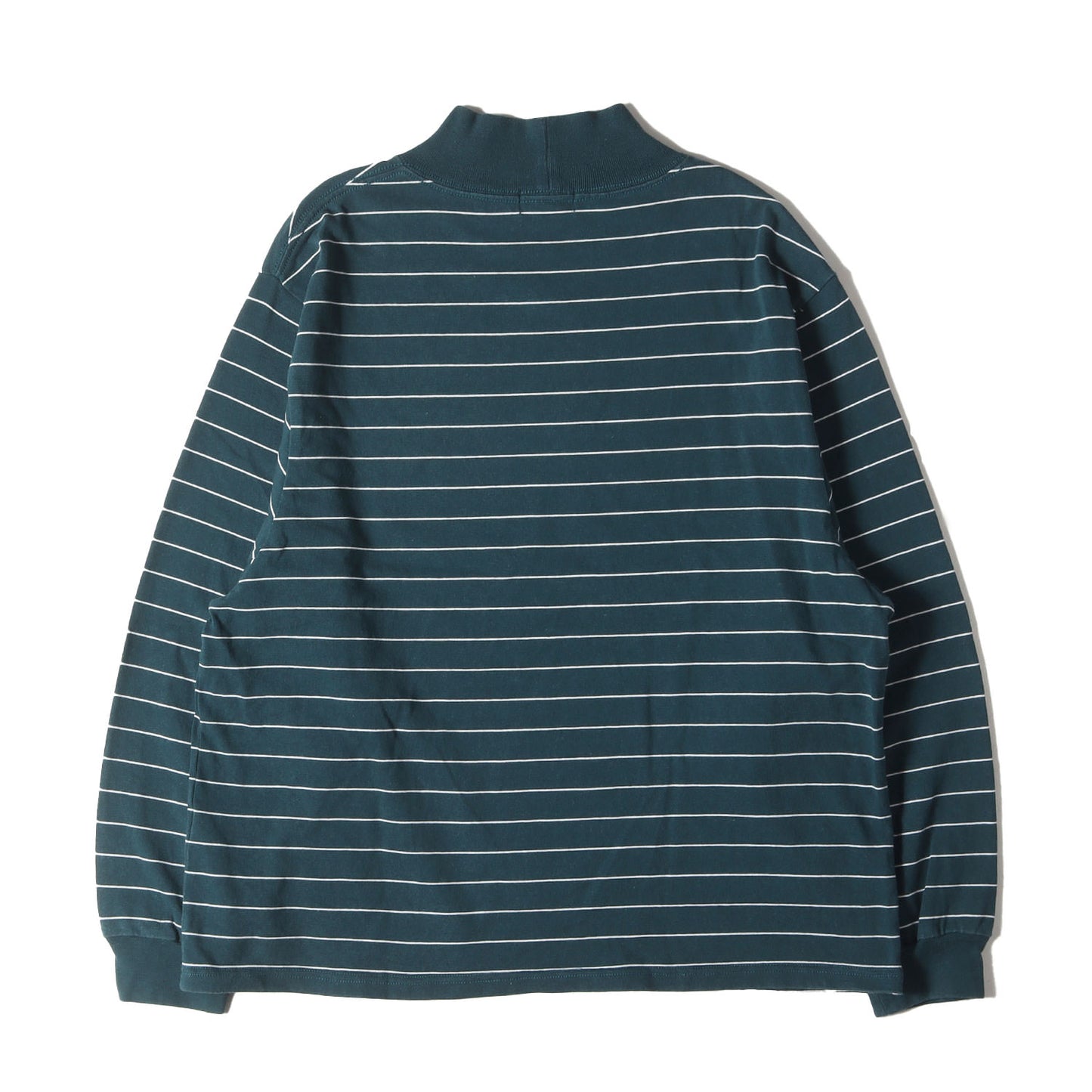 ワンポイント ロゴ 刺繍 ボーダー モックネック 長袖 Tシャツ (Union Striped Mock Long Tee Sleeve 3475-3034)
