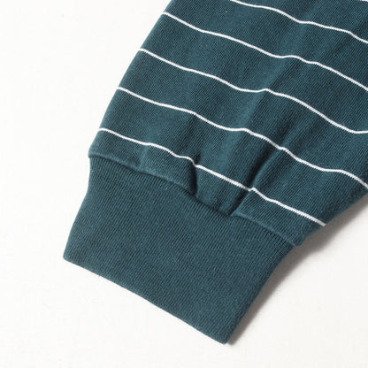 ワンポイント ロゴ 刺繍 ボーダー モックネック 長袖 Tシャツ (Union Striped Mock Long Tee Sleeve 3475-3034)