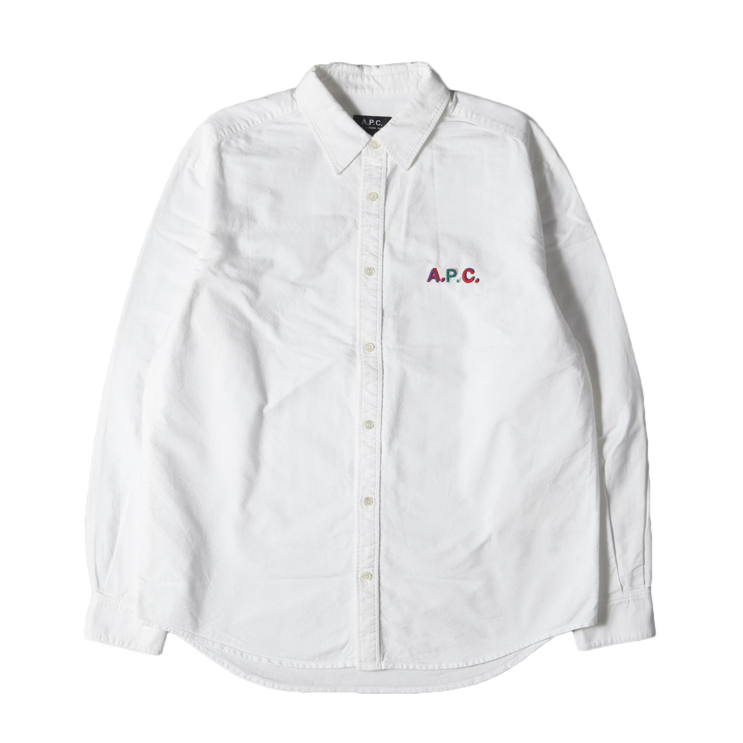 カラフル ロゴ 刺繍 オックスフォード ドレス シャツ