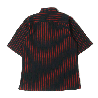 90s - 00s ツインストライプ クレープ スキッパー 半袖 シャツ / MADE IN FRANCE