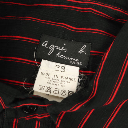 90s - 00s ツインストライプ クレープ スキッパー 半袖 シャツ / MADE IN FRANCE