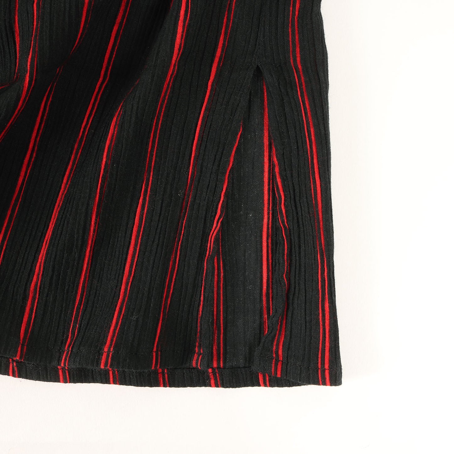 90s - 00s ツインストライプ クレープ スキッパー 半袖 シャツ / MADE IN FRANCE