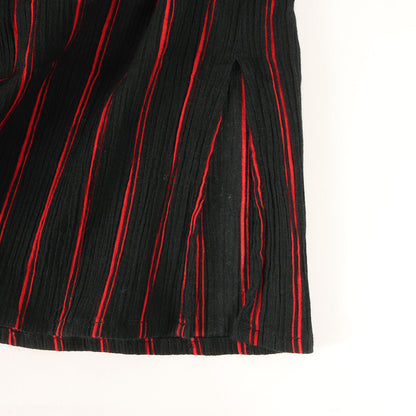 90s - 00s ツインストライプ クレープ スキッパー 半袖 シャツ / MADE IN FRANCE