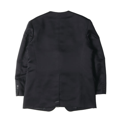 24SS × WATARU KOMACHI ハンドペイント コラージュ ノーカラー 3B テーラード ジャケット / Vネック ブルゾン ドメブラ MADE IN JAPAN