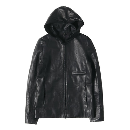 フーデッド レザー ダブルジップ ブルゾン (big hooded 297 lc01) / MADE IN JAPAN